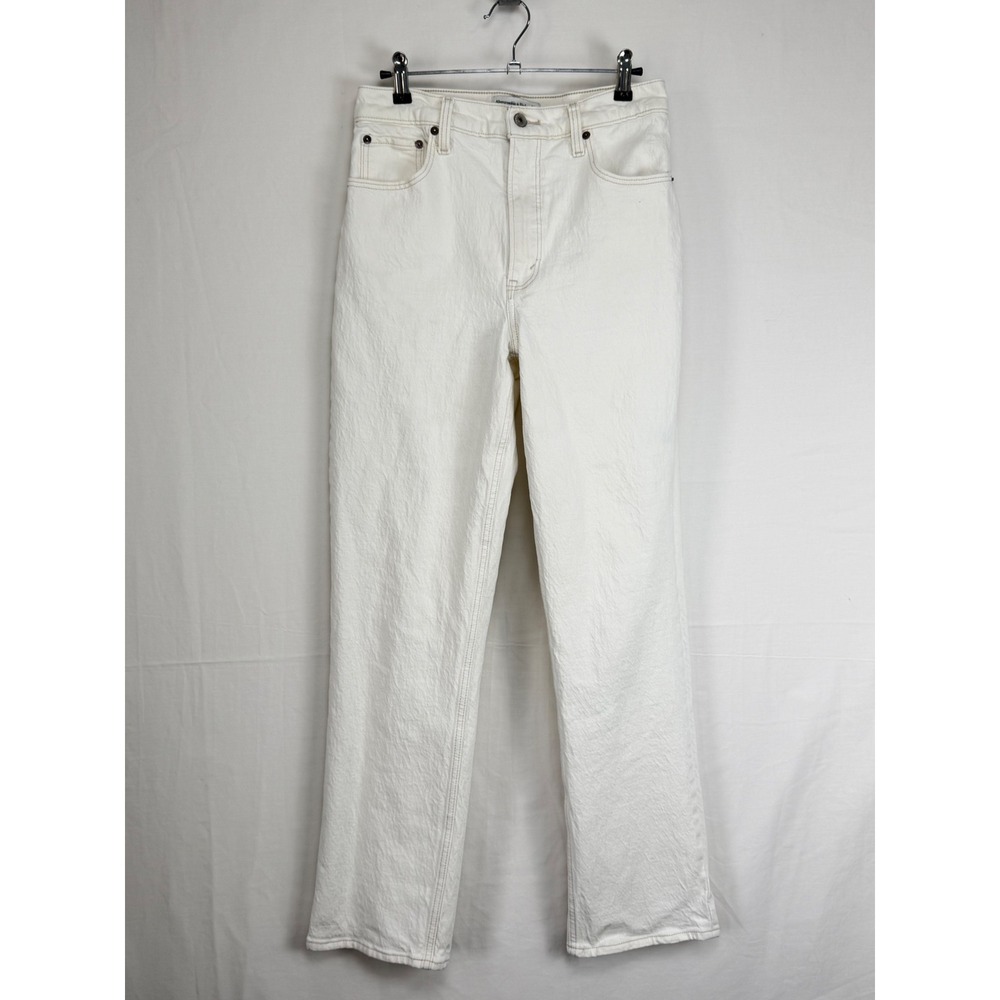 Abercrombie Women 99% Cotton Straight Jeans 28/6R White 90s Ultra High Rise